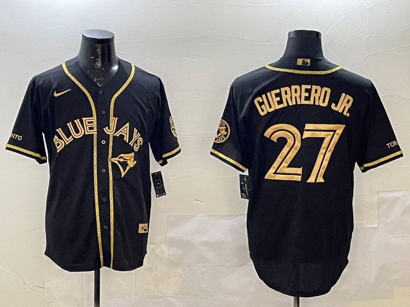 Men Toronto Blue Jays #27 Guerrero jr Black Gold Game 2025 Nike MLB Jersey style 1